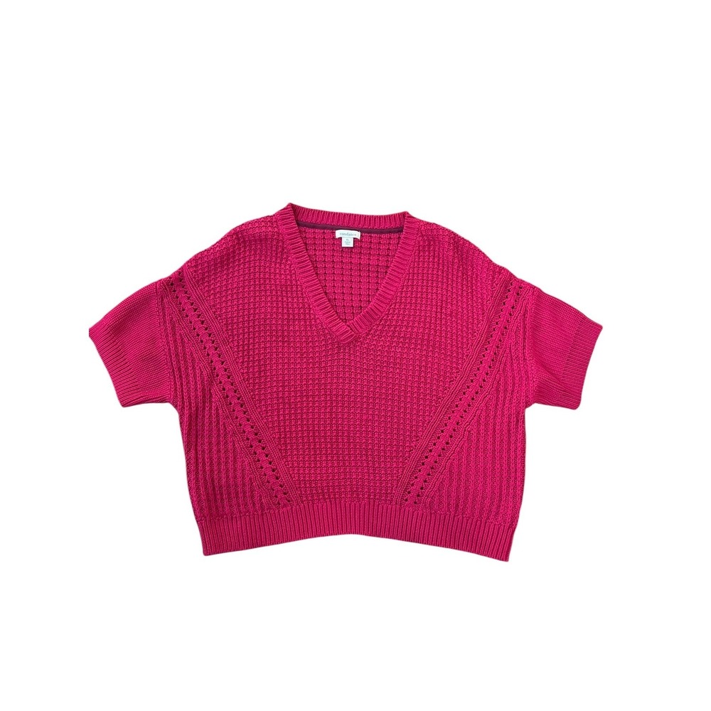 Sundance My Everyday Oversized Crochet Knit Cropped Sweater Boho Relaxed Fit, XL
